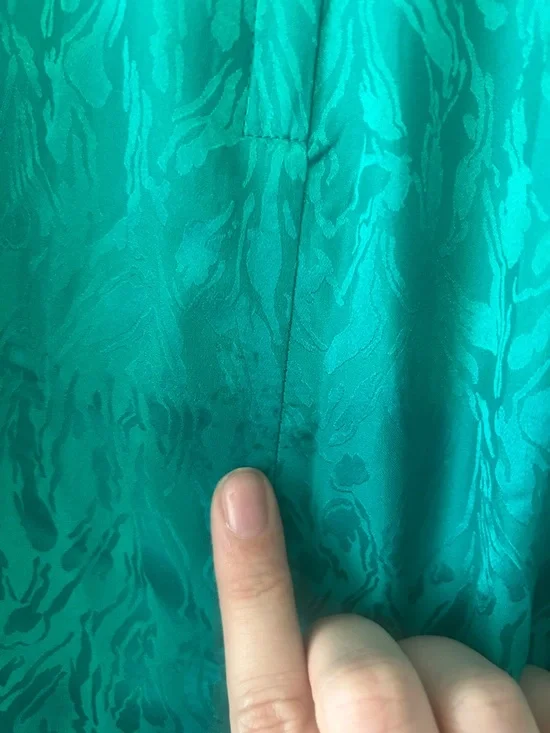 Vintage 100% Silk A-Line Midi Skirt in Teal - Picture 6 of 7